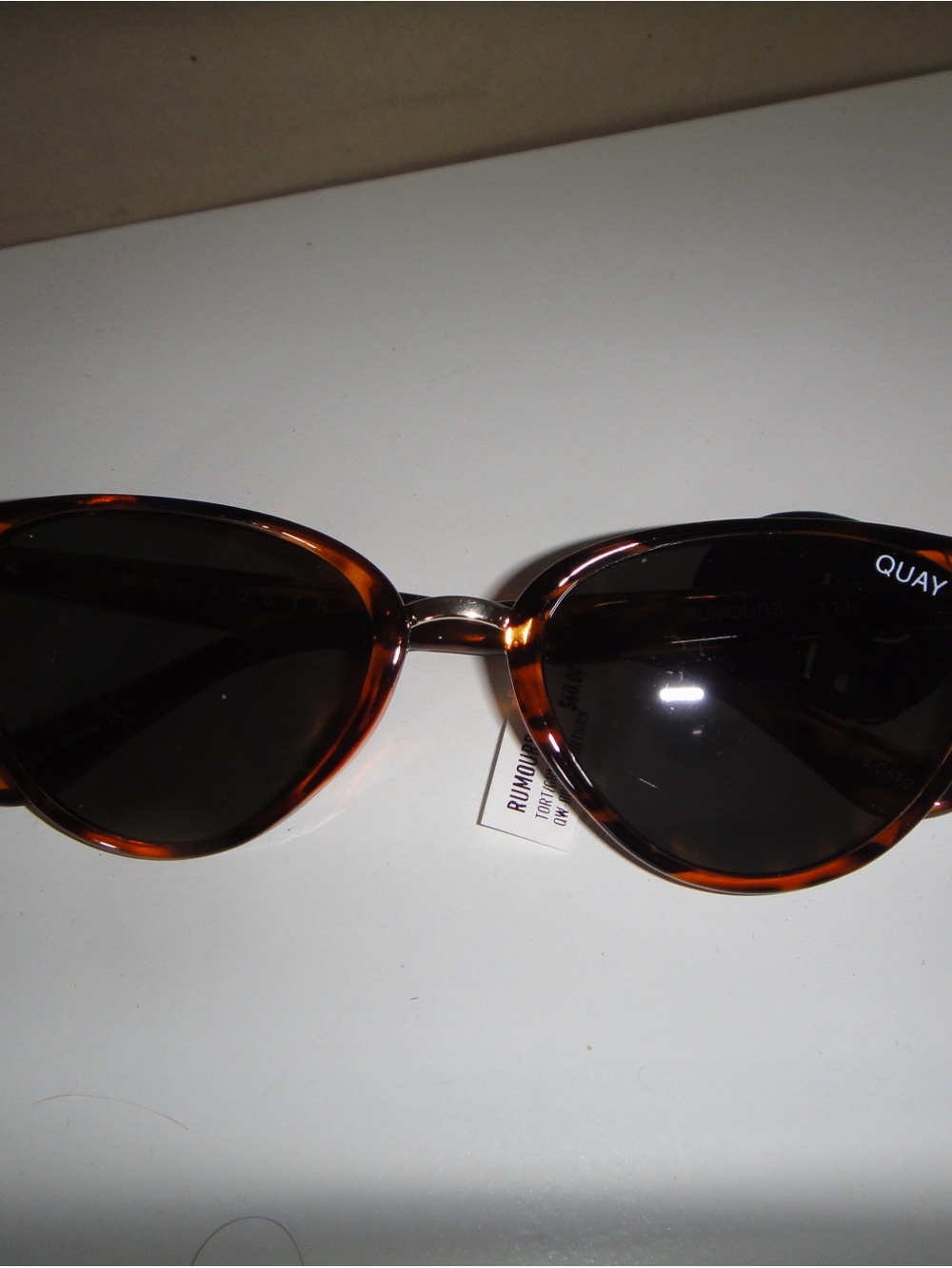 Quay Australia Tortoise Cat-Eye Sunglasses with Dark Lenses